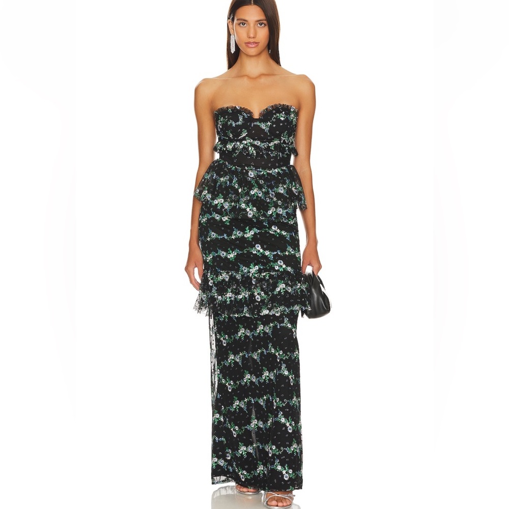 Black Floral Majorelle Katarina Gown